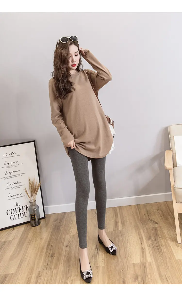 Pregnant Women's Slim Fit Leggings Black Elastic High Waist — feature 26