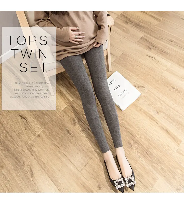 Pregnant Women's Slim Fit Leggings Black Elastic High Waist — feature 27