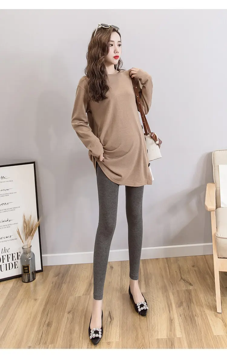 Pregnant Women's Slim Fit Leggings Black Elastic High Waist — feature 30