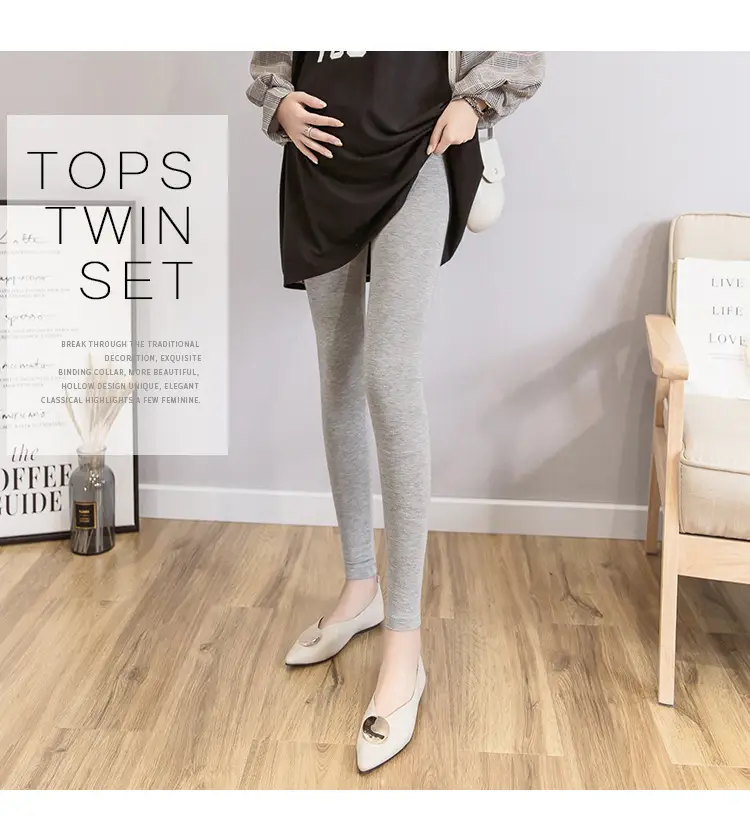Pregnant Women's Slim Fit Leggings Black Elastic High Waist — feature 31