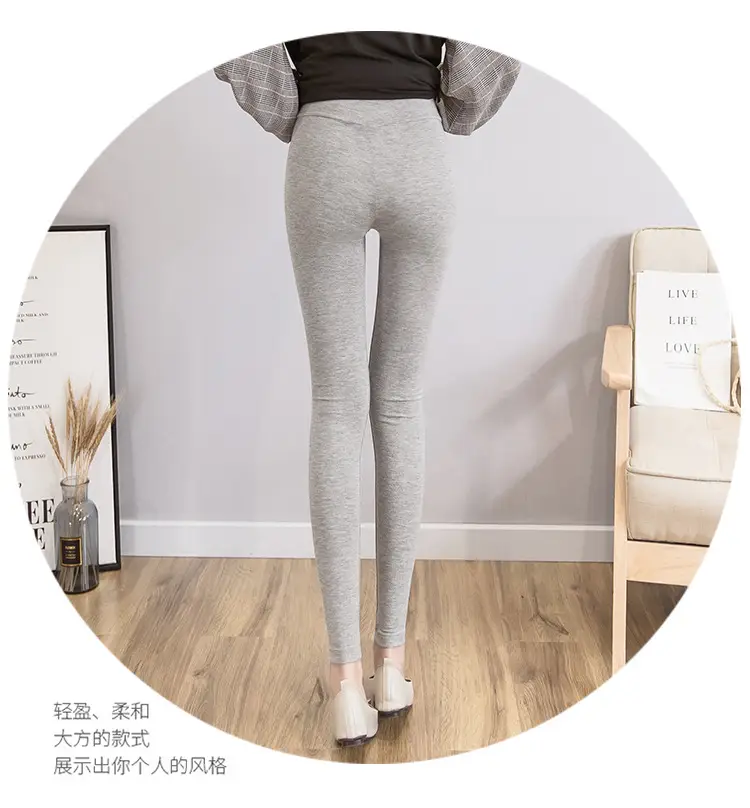 Pregnant Women's Slim Fit Leggings Black Elastic High Waist — feature 36