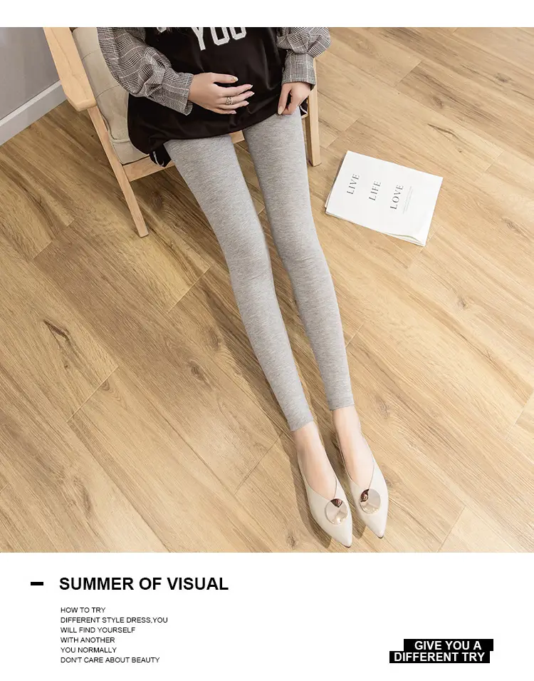 Pregnant Women's Slim Fit Leggings Black Elastic High Waist — feature 38