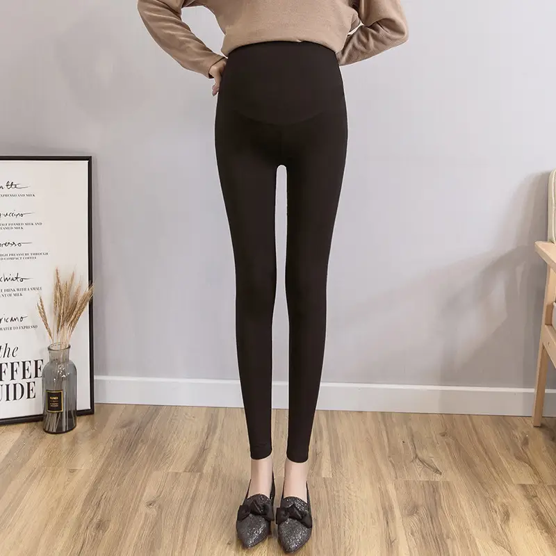 Pregnant Women's Slim Fit Leggings Black Elastic High Waist