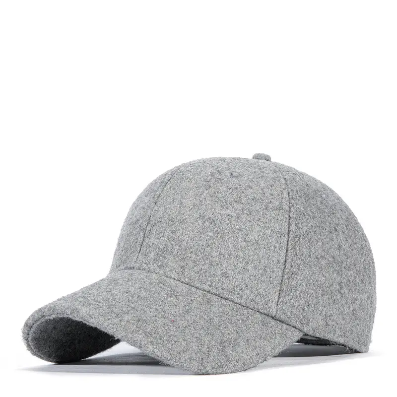 Men's Grey Wool Cap Winter Short Brim