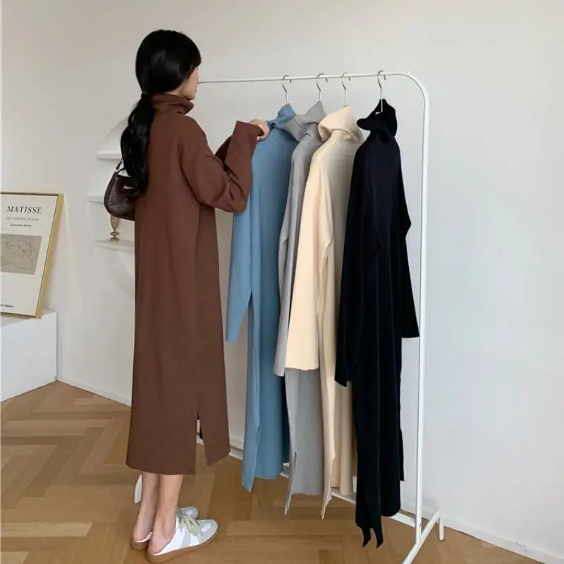 Black Long Sleeve High Neck Skirt Set for Women - Image 7