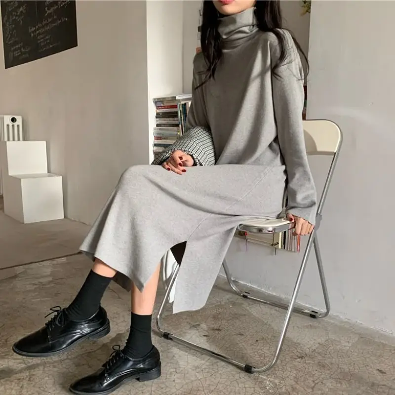 Black Long Sleeve High Neck Skirt Set for Women - Image 9