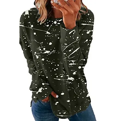 Women's Loose Joker Printed Sweat Shirt Pink Black Smeared