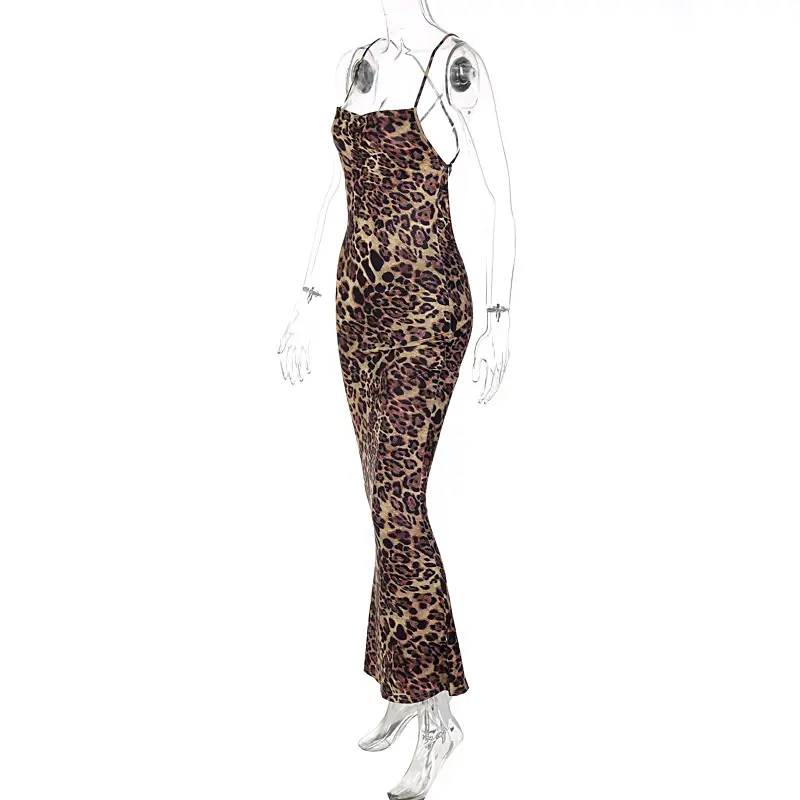 Leopard Print Backless Lace-Up Mid-Length Dress for Women — feature 20