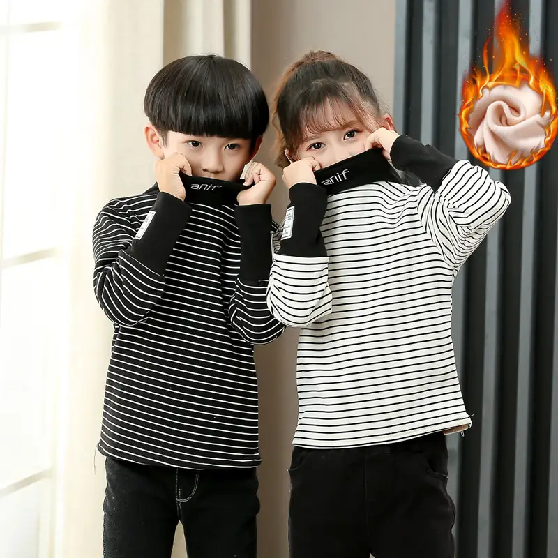 Children Fleece Striped Long Sleeve Shirt Winter Warm - Image 5