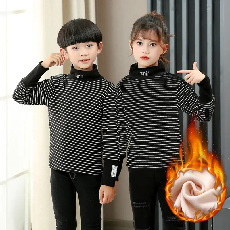 Children Fleece Striped Long Sleeve Shirt Winter Warm - Image 8