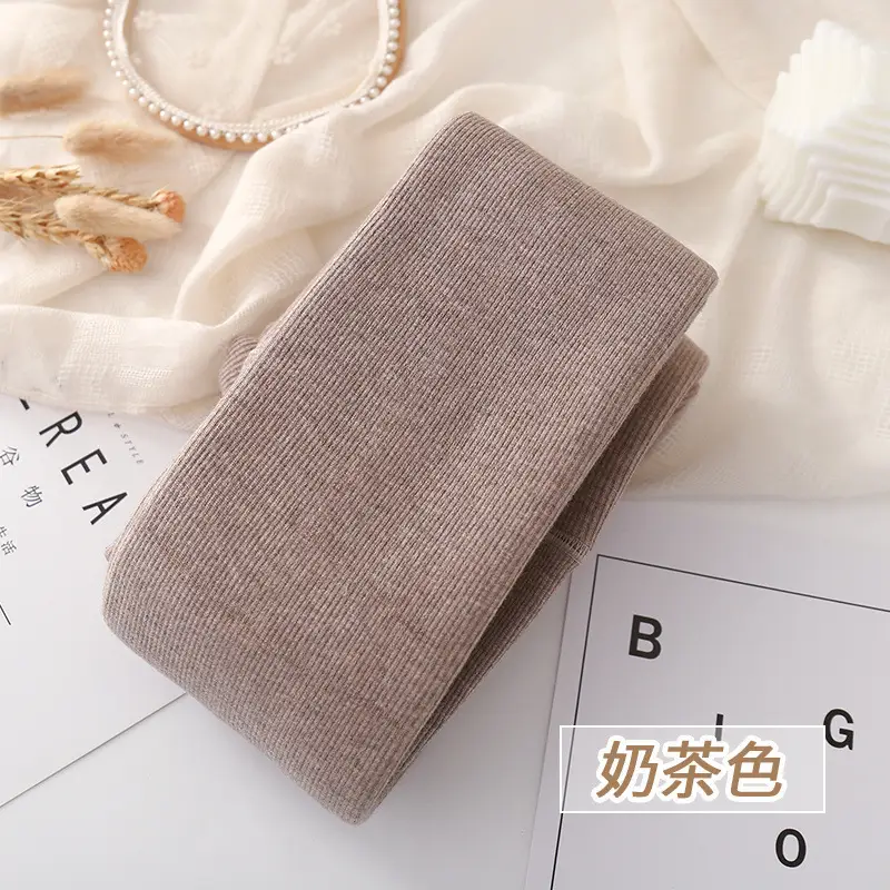 Japanese Style Warm Thick Leggings Women Fleece Lined Oatmeal White - Image 12