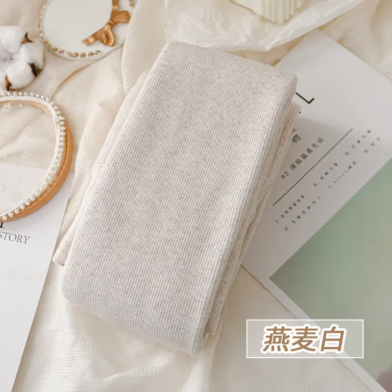 Japanese Style Warm Thick Leggings Women Fleece Lined Oatmeal White - Image 13
