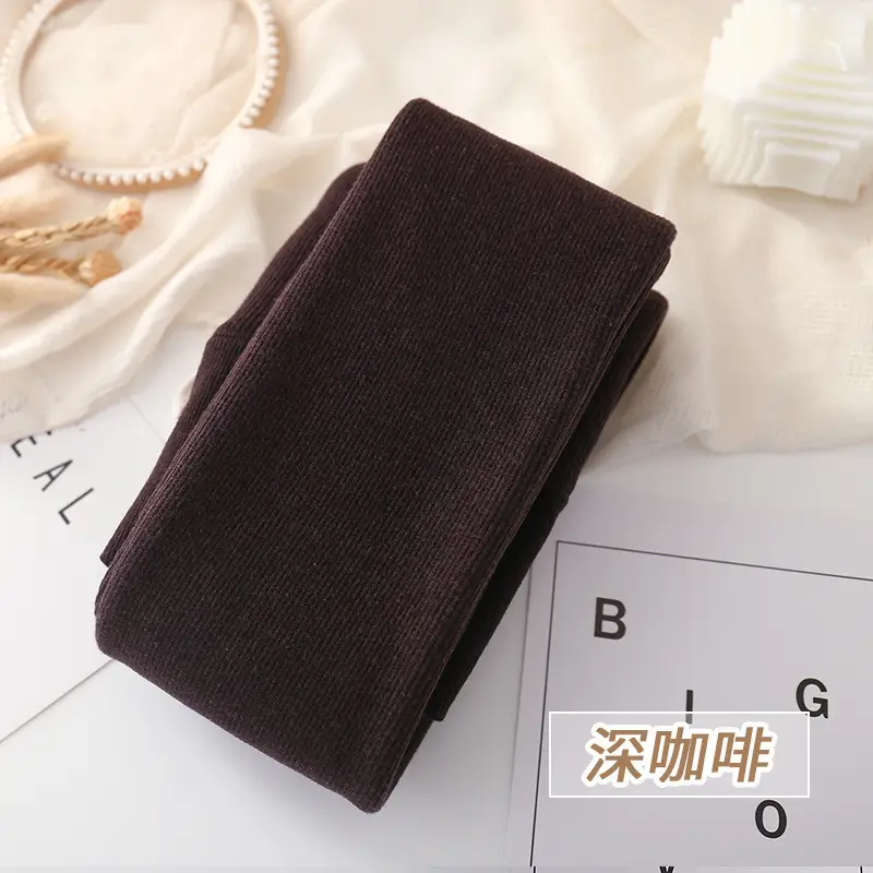 Japanese Style Warm Thick Leggings Women Fleece Lined Oatmeal White - Image 14