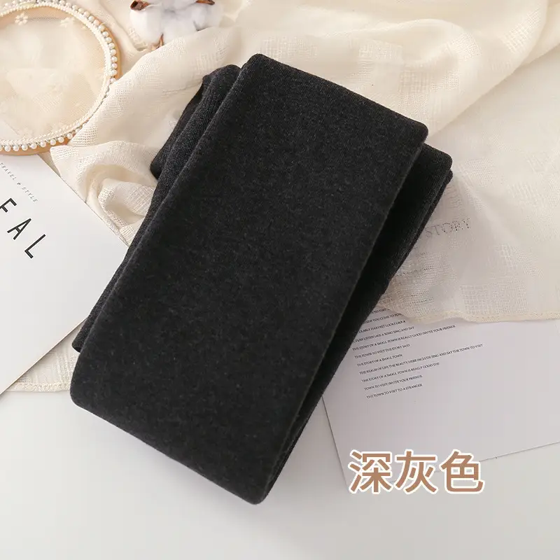 Japanese Style Warm Thick Leggings Women Fleece Lined Oatmeal White - Image 2