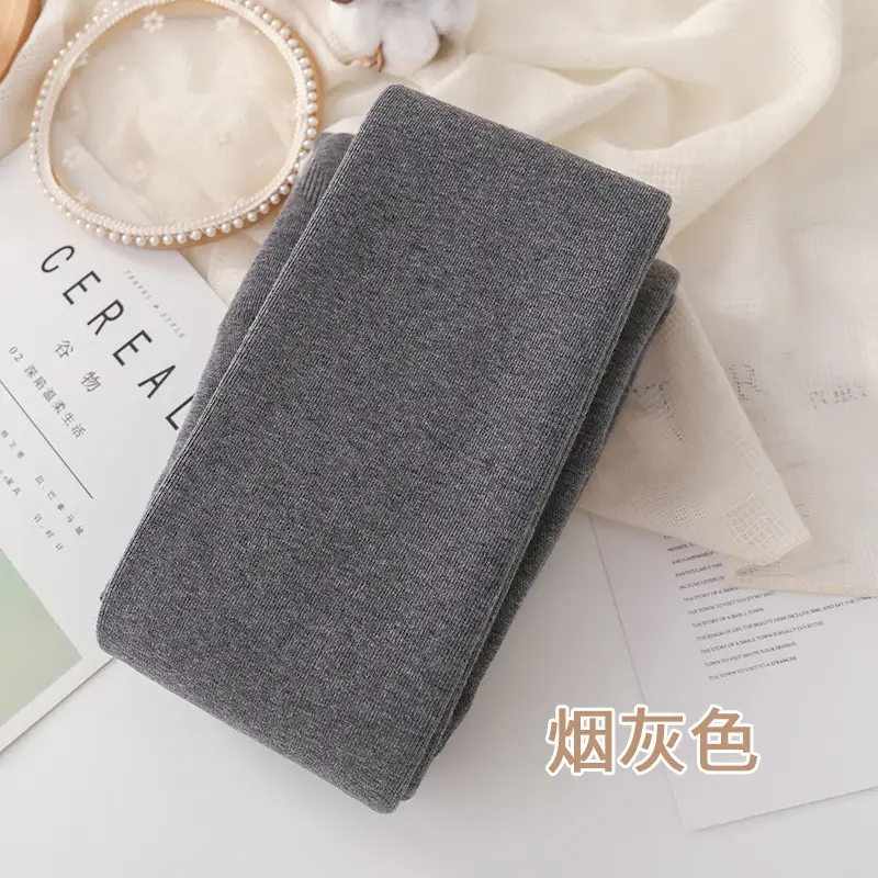 Japanese Style Warm Thick Leggings Women Fleece Lined Oatmeal White - Image 4