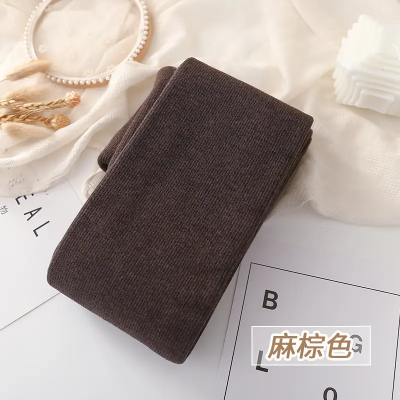 Japanese Style Warm Thick Leggings Women Fleece Lined Oatmeal White - Image 7
