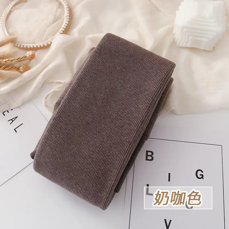 Japanese Style Warm Thick Leggings Women Fleece Lined Oatmeal White - Image 8