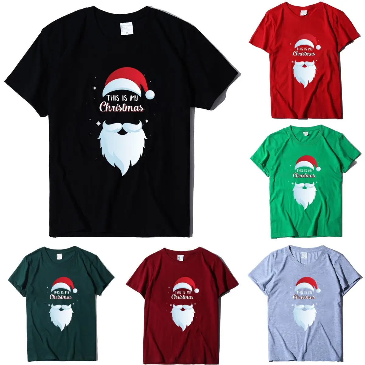 Christmas Santa Print T-Shirt Orange Round Neck