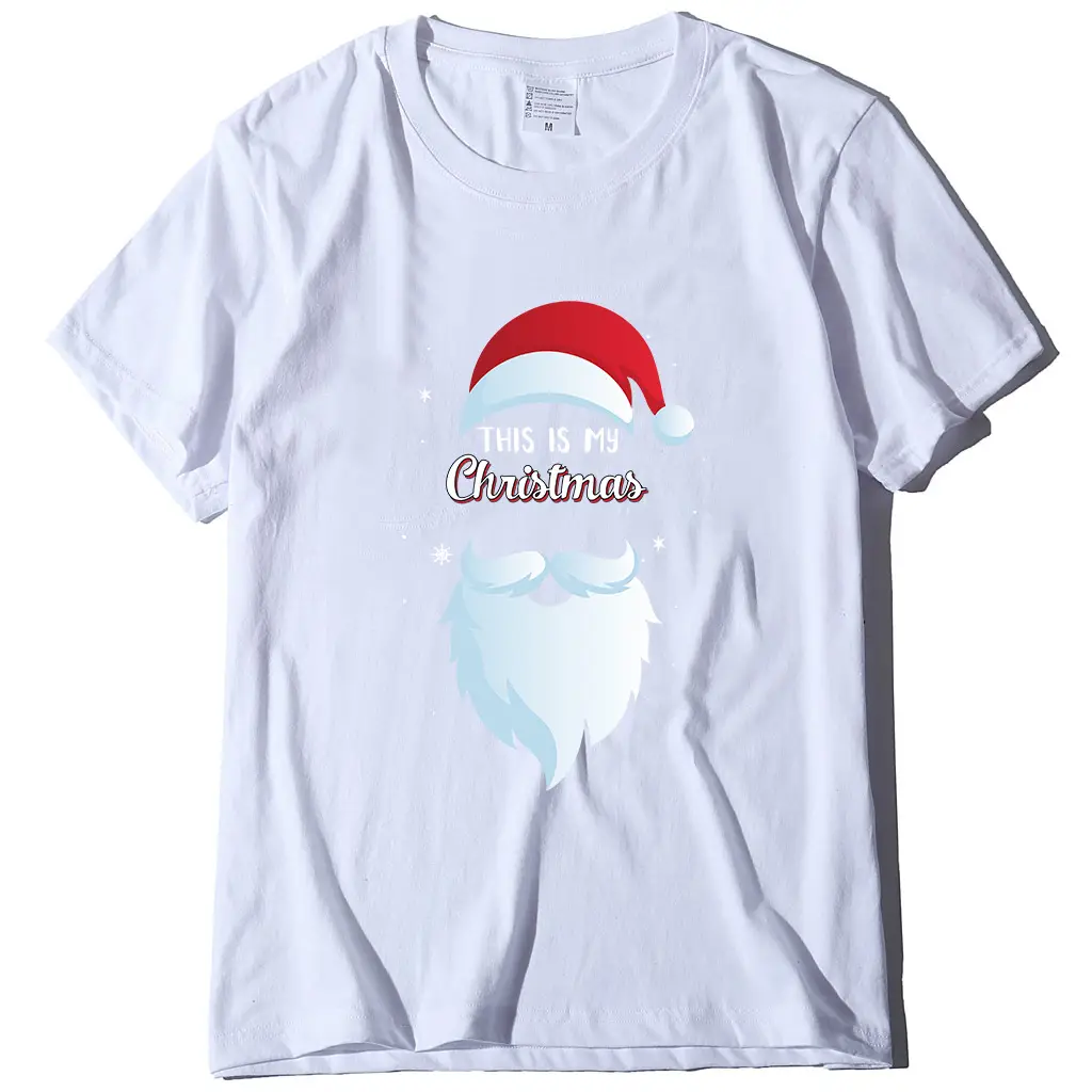 Christmas Santa Print T-Shirt Orange Round Neck