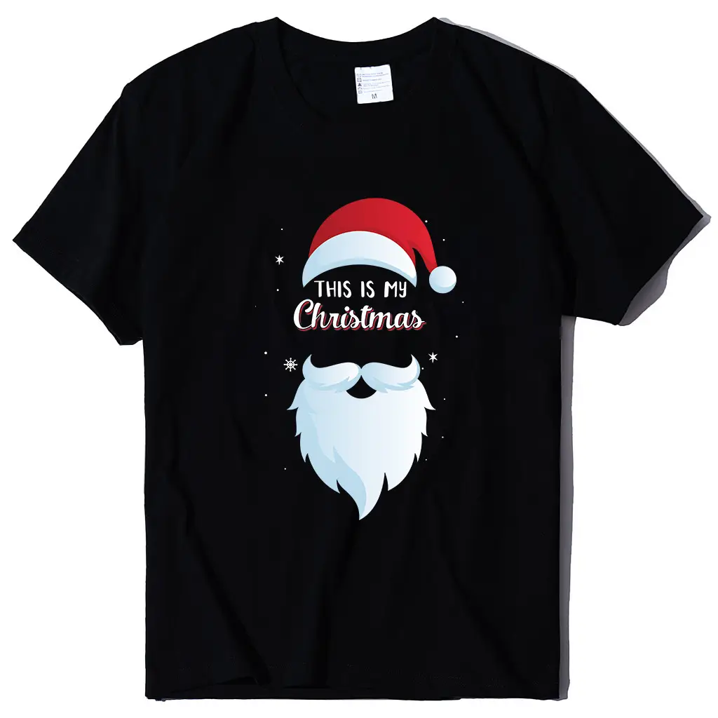 Christmas Santa Print T-Shirt Orange Round Neck