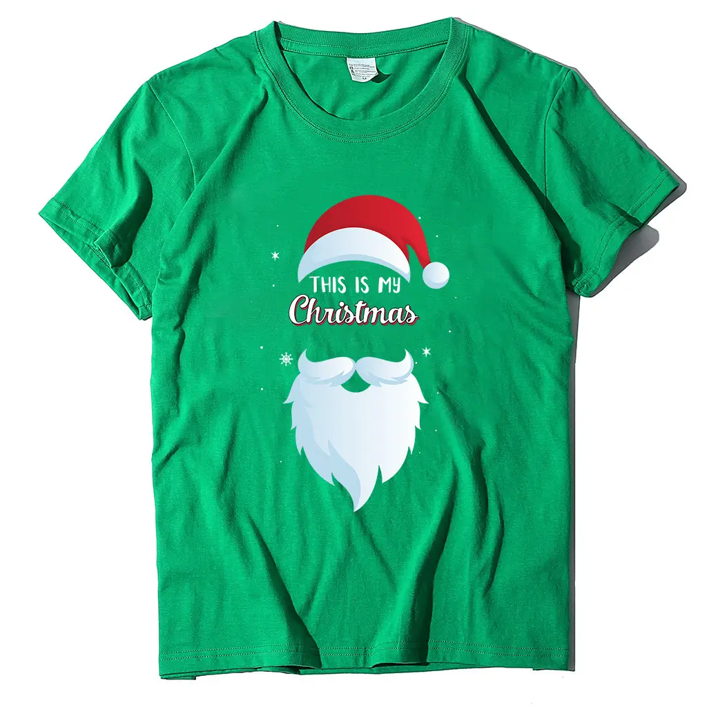 Christmas Santa Print T-Shirt Orange Round Neck