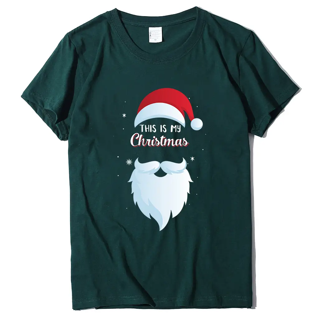 Christmas Santa Print T-Shirt Orange Round Neck