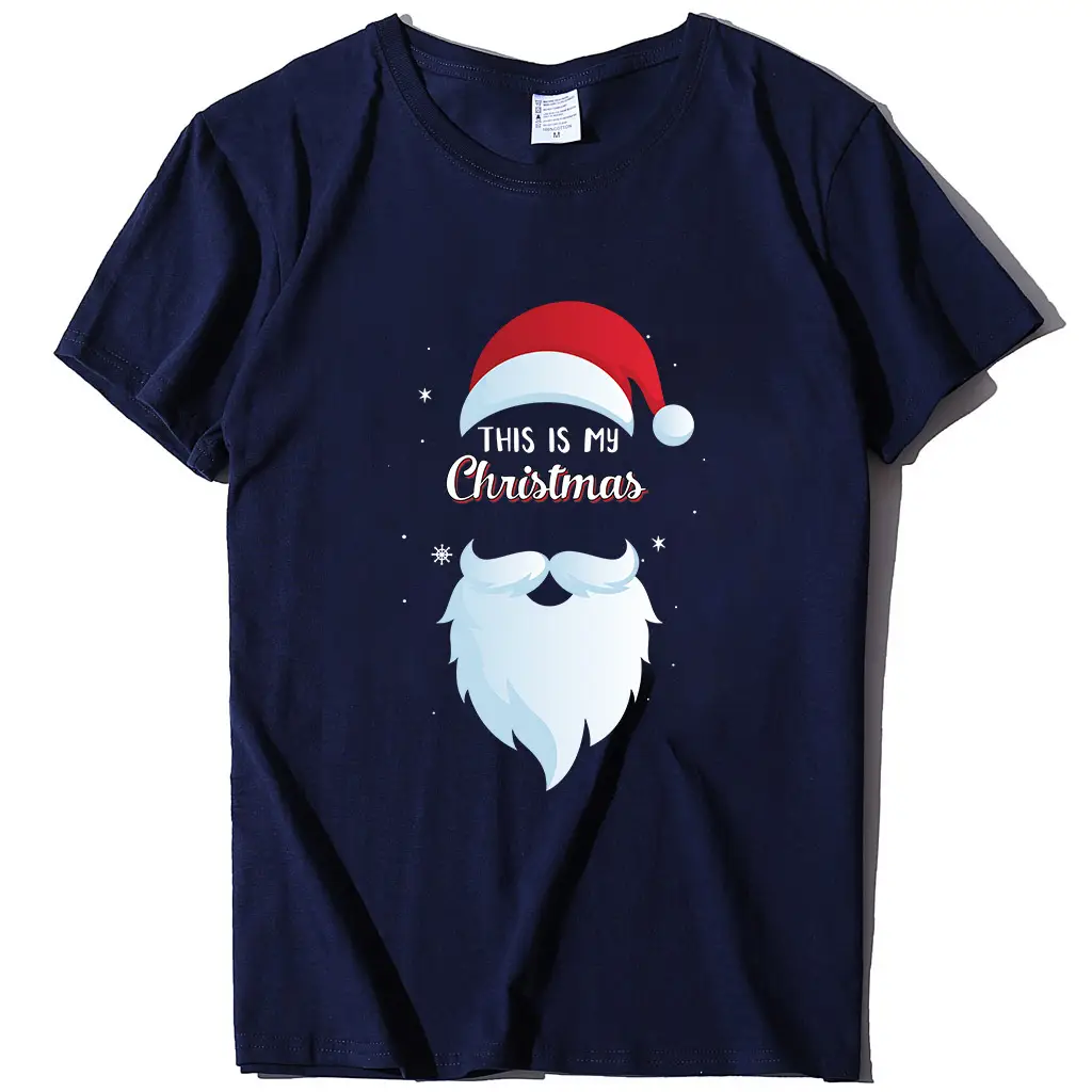 Christmas Santa Print T-Shirt Orange Round Neck