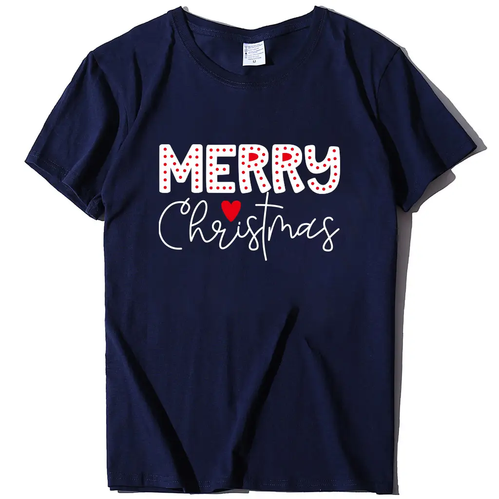 Women Merry Christmas T-Shirt Cotton Loose Fit Multi Color