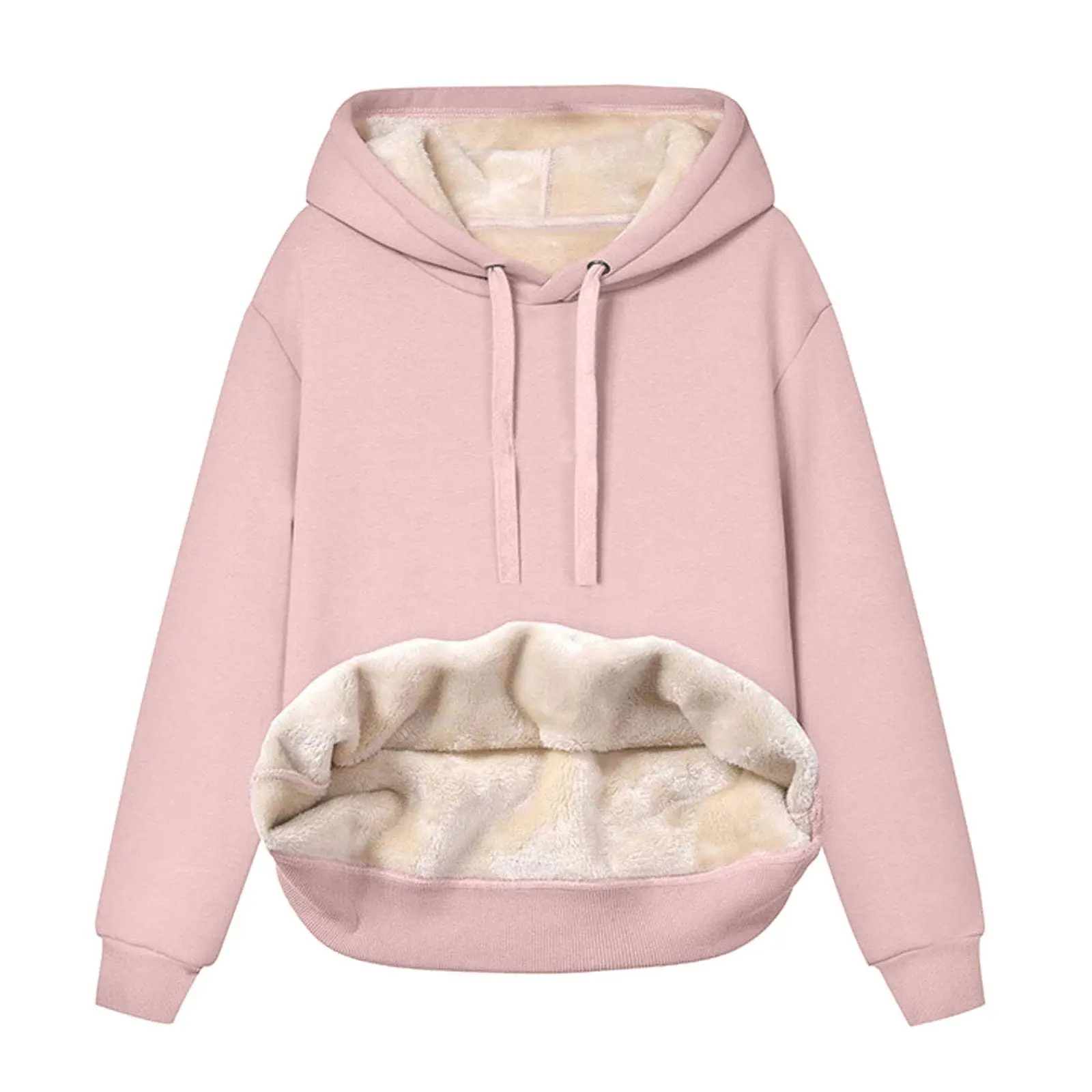 Women's Red Hooded Sweatshirt Thick Velvet Winter — feature 18