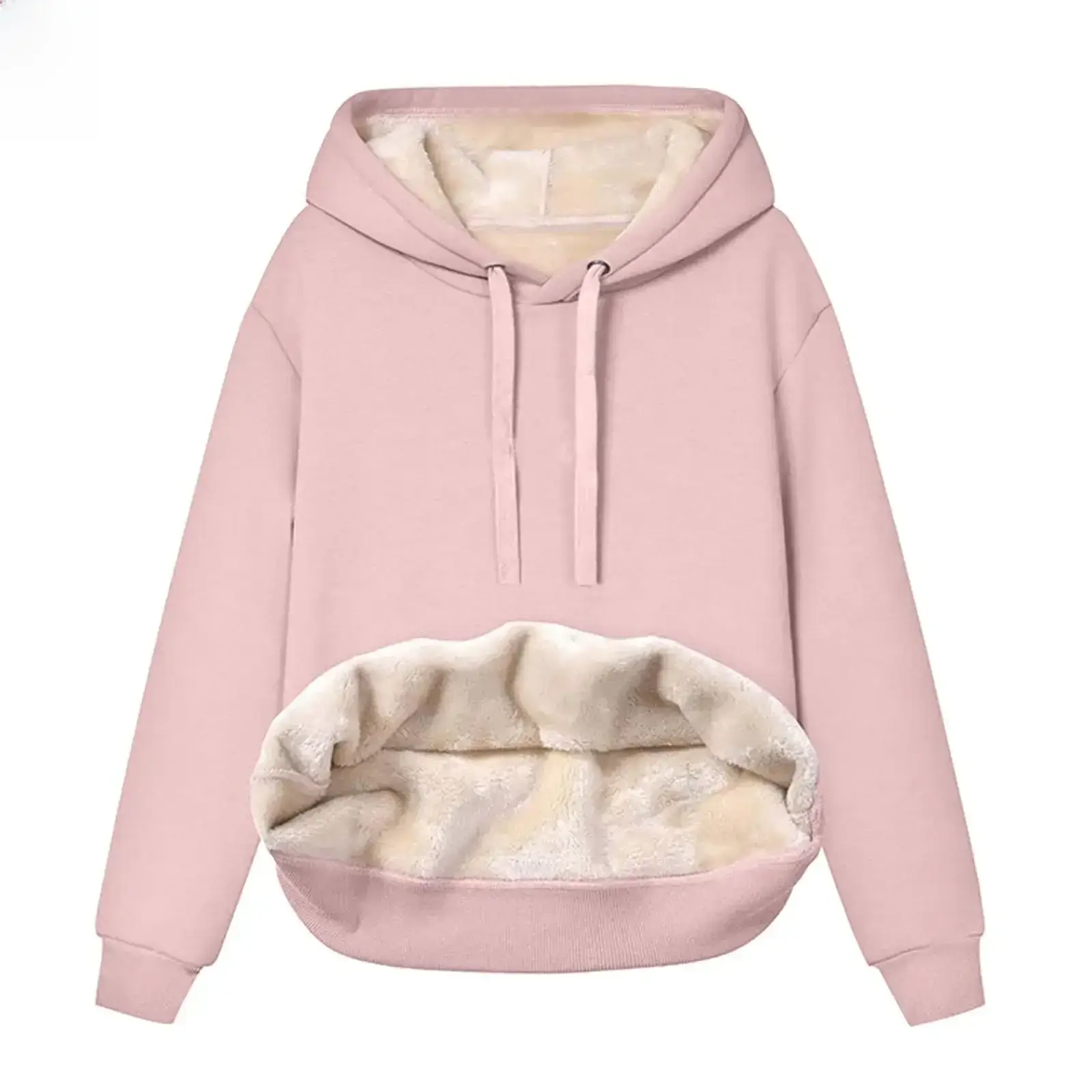 Women's Red Hooded Sweatshirt Thick Velvet Winter - Image 15