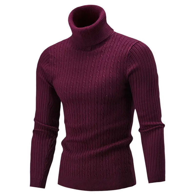 Men's Grey Knitted High Neck Pullover Winter Warm - Image 6