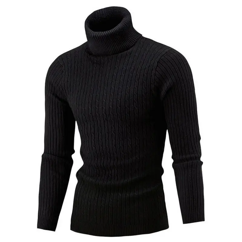 Men's Grey Knitted High Neck Pullover Winter Warm - Image 5