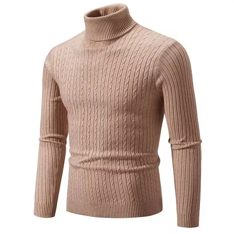 Men's Grey Knitted High Neck Pullover Winter Warm - Image 10