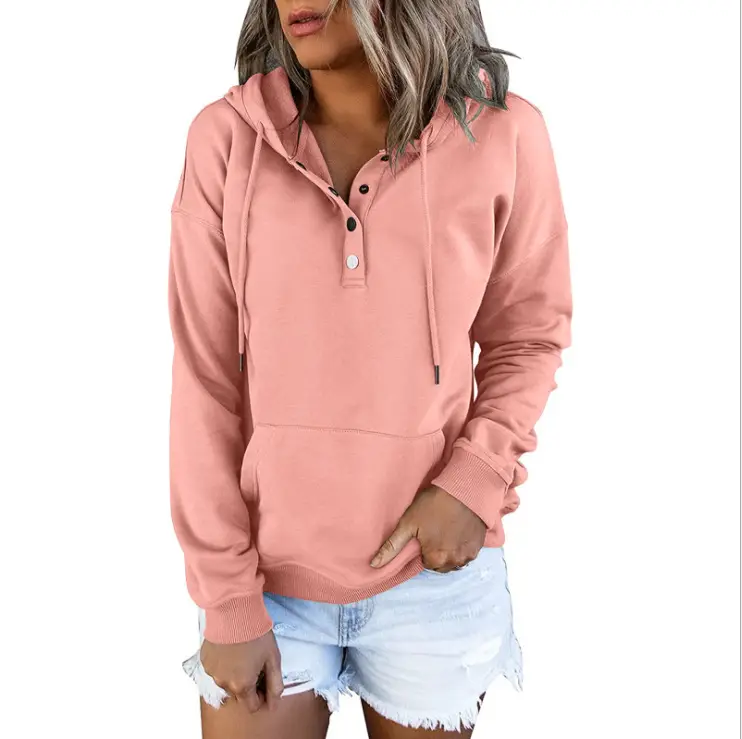 Green Hooded Long Sleeve Women's Sweater with Drawstring Pocket — feature 7