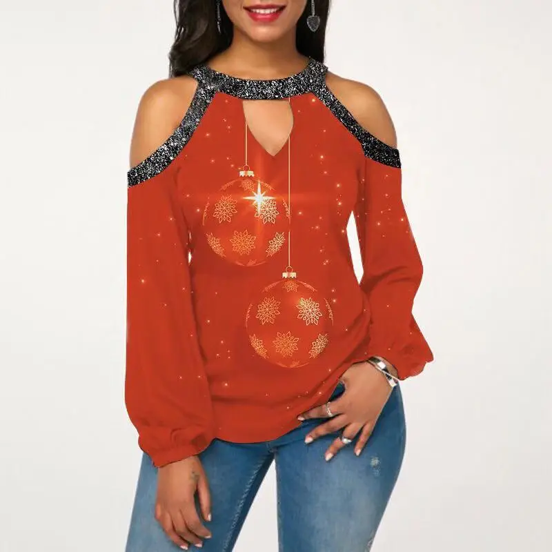 2021 Women's Red White Snowflake Halter Top - Image 14