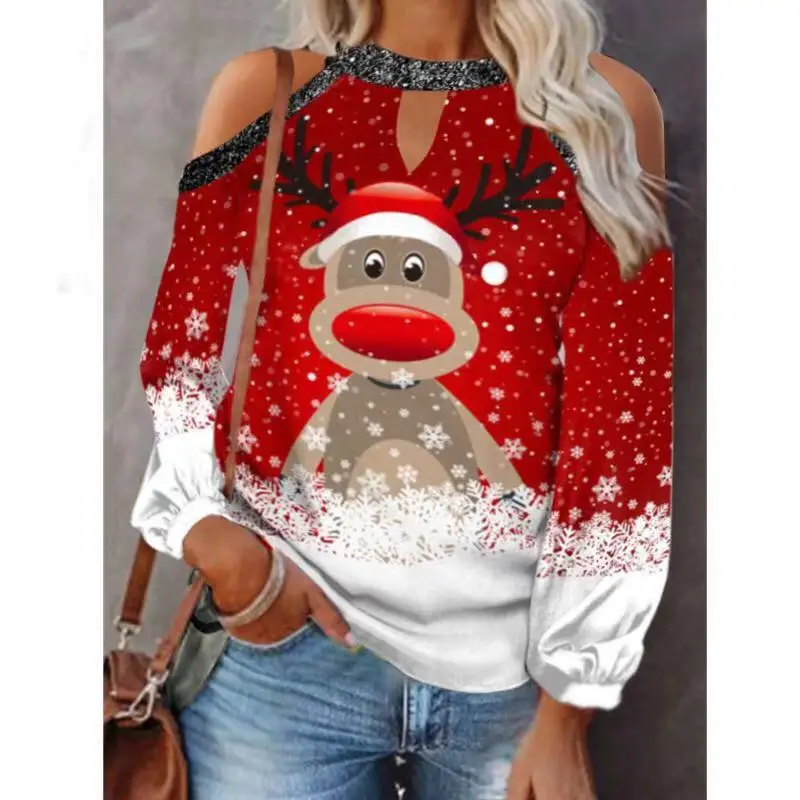 2021 Women's Red White Snowflake Halter Top - Image 4