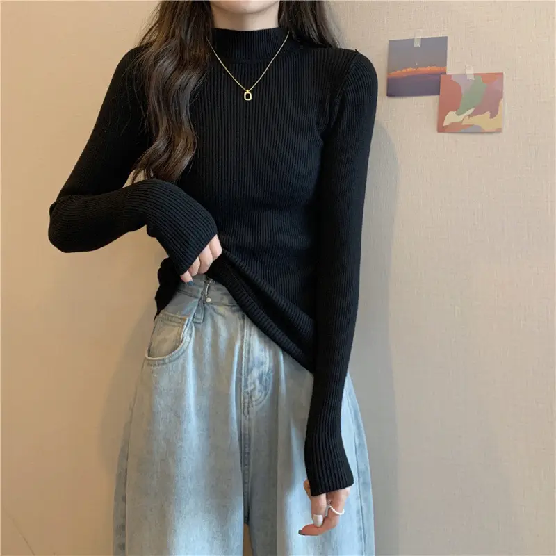 Blue Knitted Long Sleeve Top with High Waist Pants - Image 18