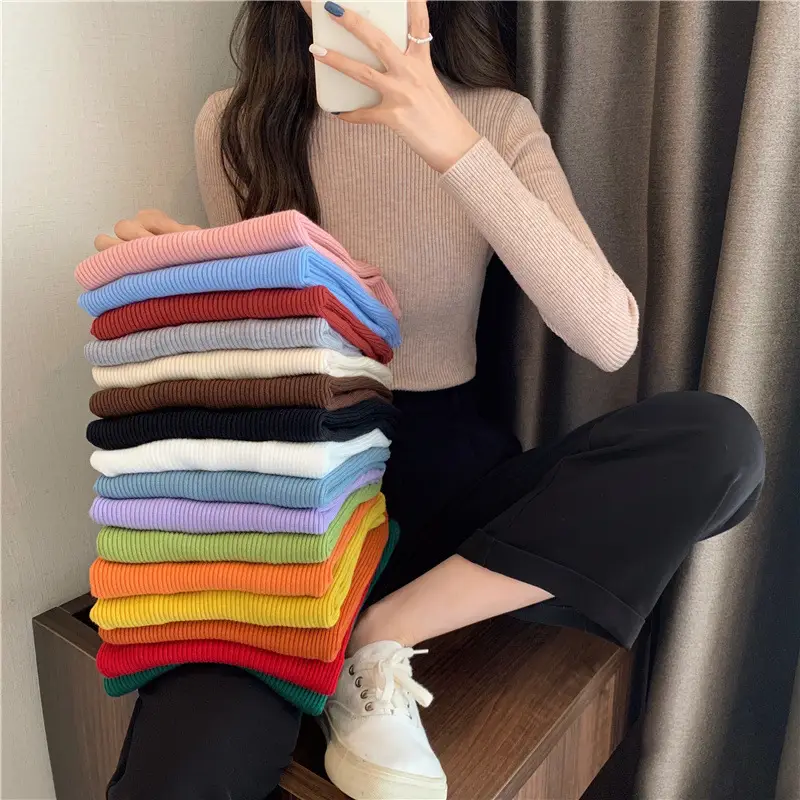 Blue Knitted Long Sleeve Top with High Waist Pants — feature 10