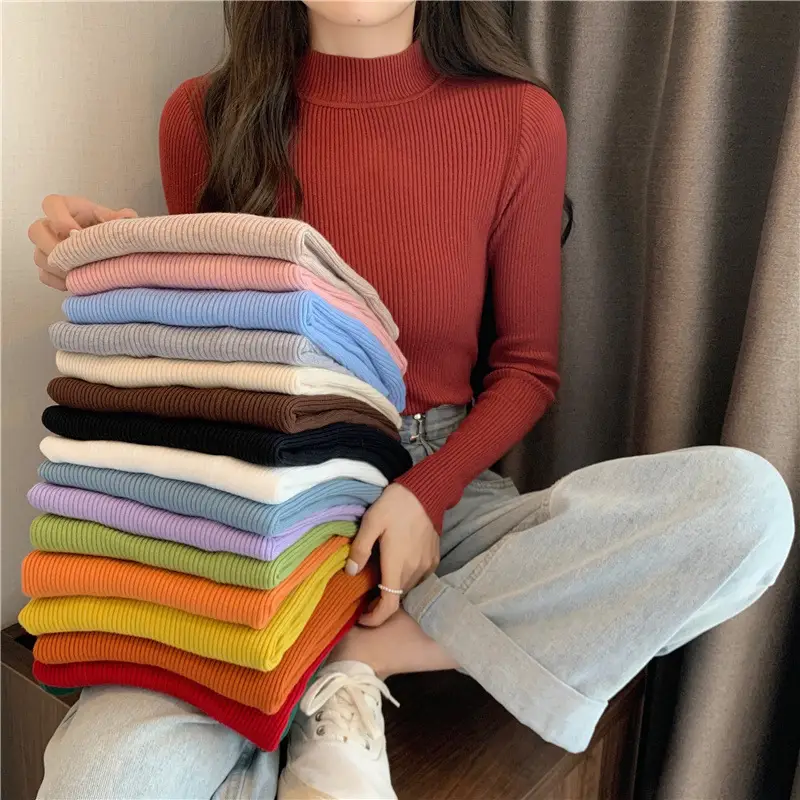 Blue Knitted Long Sleeve Top with High Waist Pants — feature 11