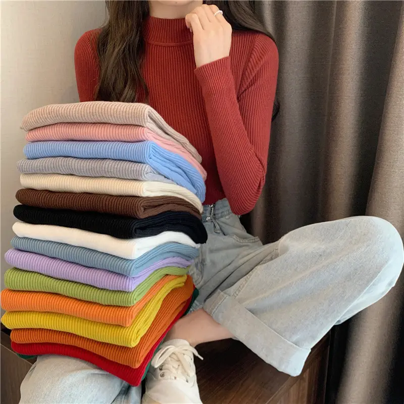 Blue Knitted Long Sleeve Top with High Waist Pants — feature 12
