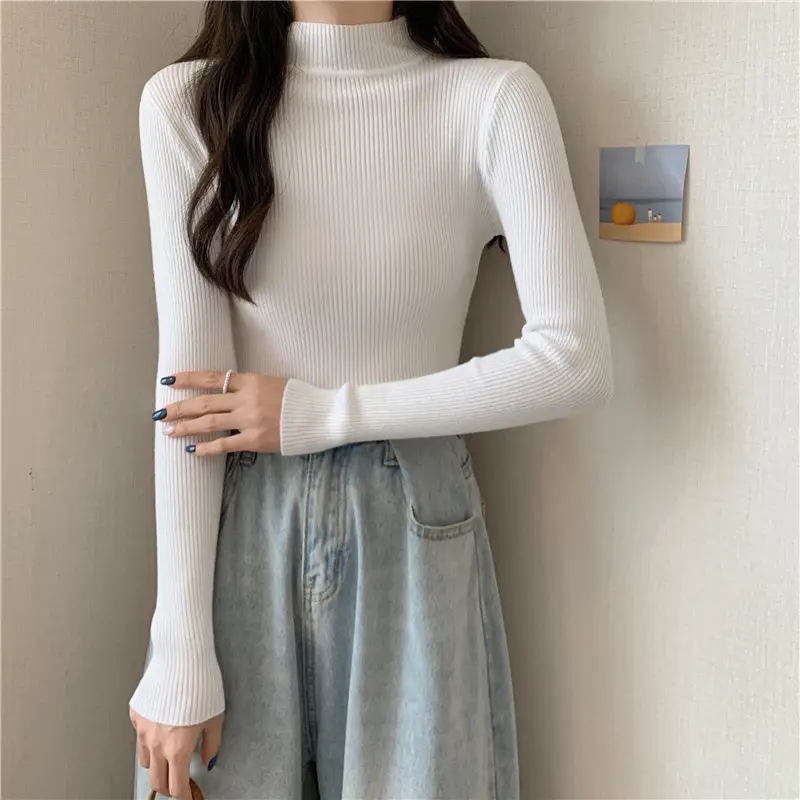 Blue Knitted Long Sleeve Top with High Waist Pants — feature 14