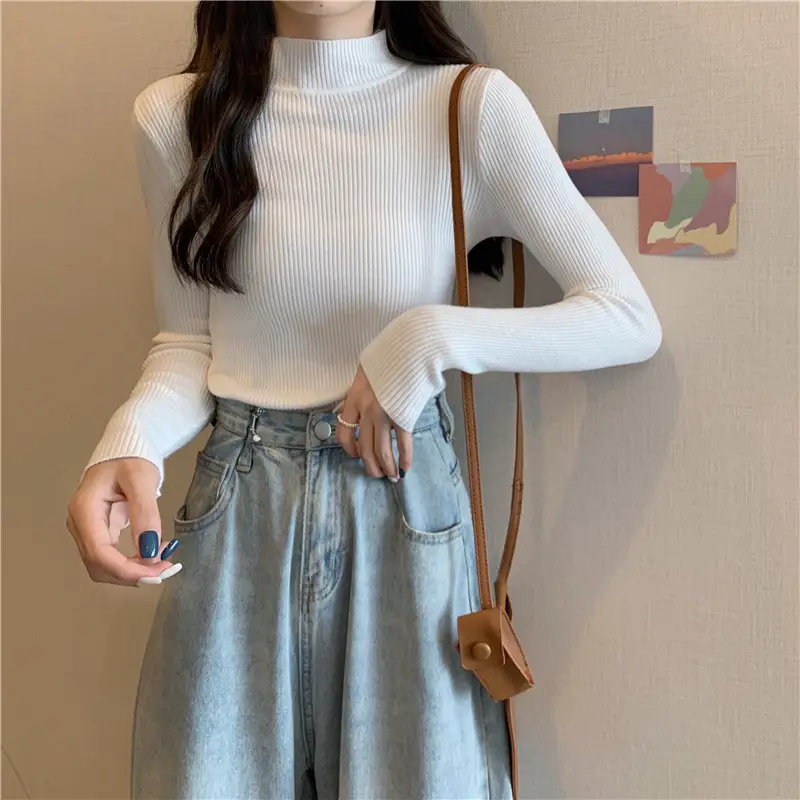 Blue Knitted Long Sleeve Top with High Waist Pants — feature 18