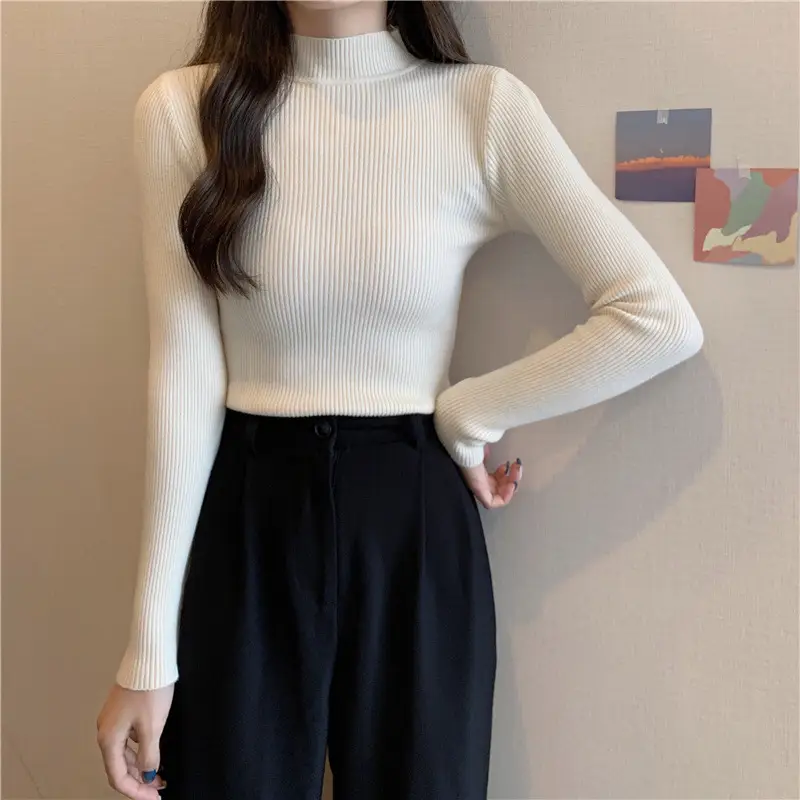 Blue Knitted Long Sleeve Top with High Waist Pants — feature 25