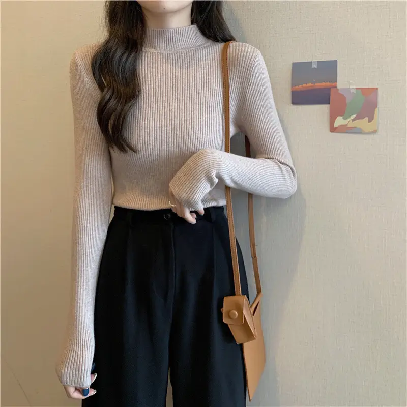 Blue Knitted Long Sleeve Top with High Waist Pants — feature 46