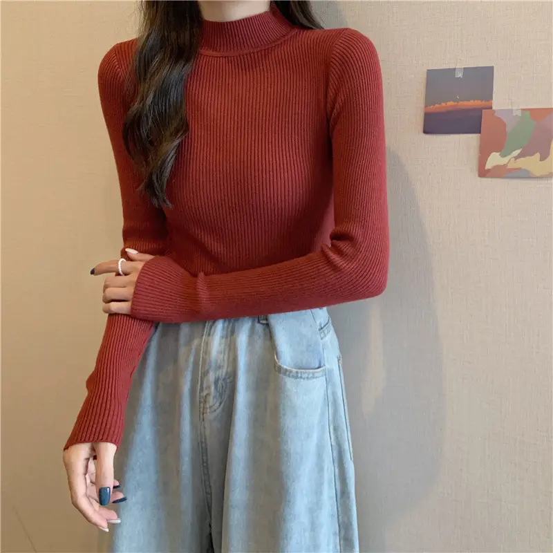 Blue Knitted Long Sleeve Top with High Waist Pants — feature 52