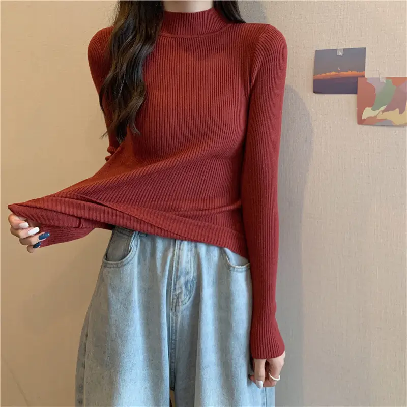 Blue Knitted Long Sleeve Top with High Waist Pants — feature 56