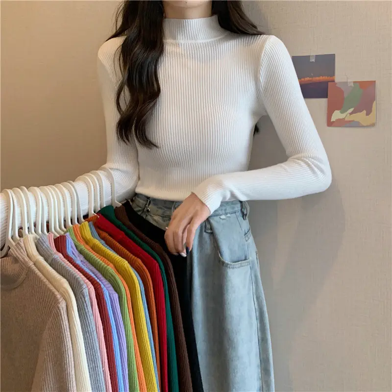 Blue Knitted Long Sleeve Top with High Waist Pants — feature 6