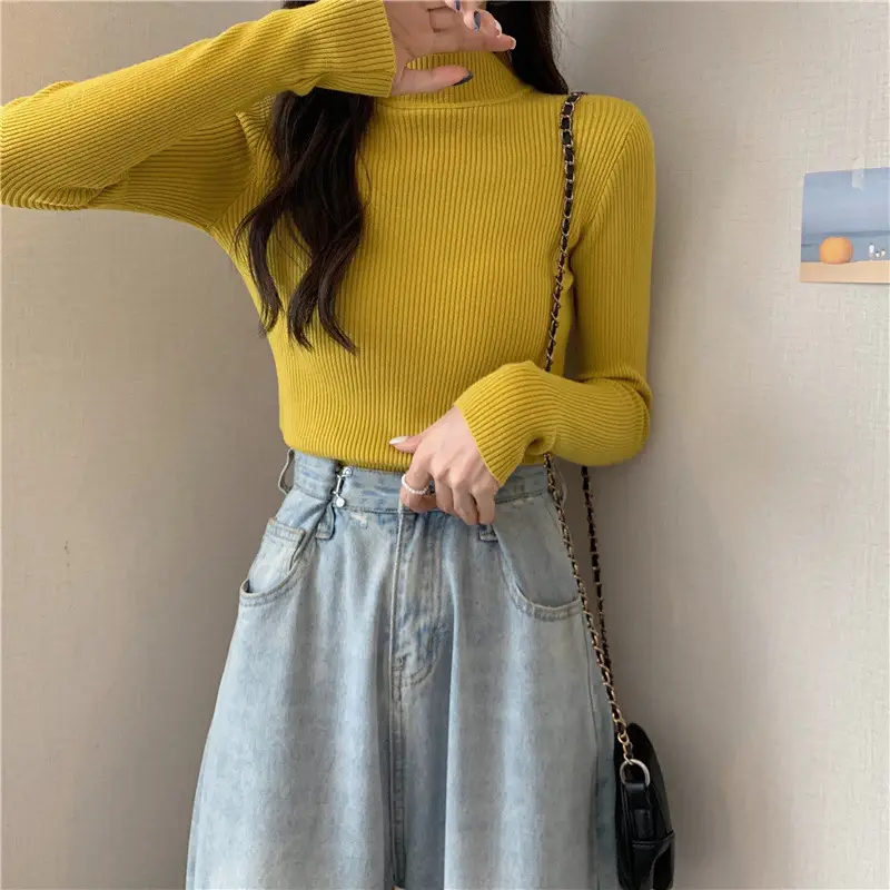 Blue Knitted Long Sleeve Top with High Waist Pants — feature 63