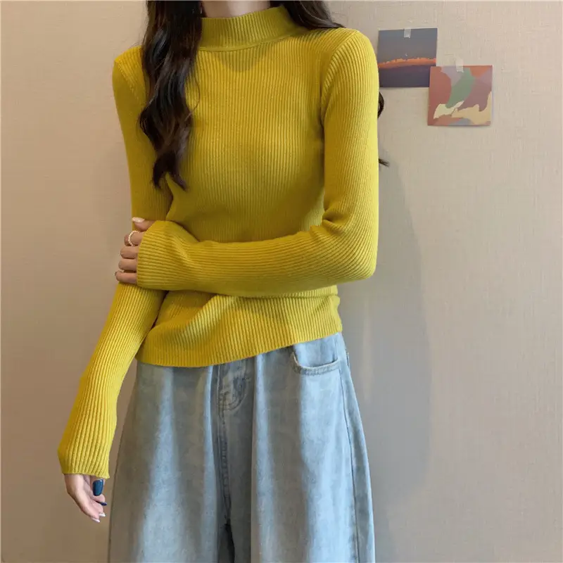 Blue Knitted Long Sleeve Top with High Waist Pants — feature 66