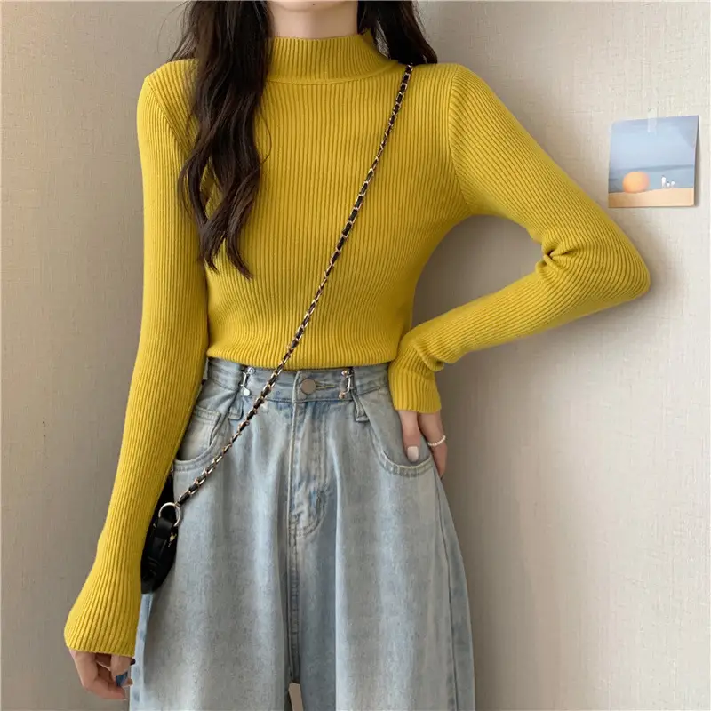 Blue Knitted Long Sleeve Top with High Waist Pants — feature 67